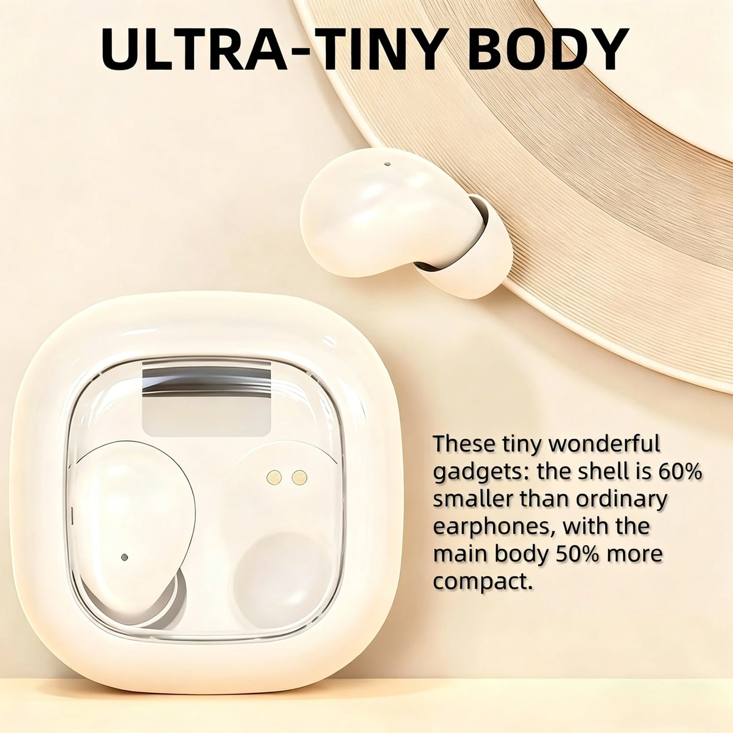 Cute Mini Invisible Earbuds Bluetooth 5.3 Wireless Earphones HIFI Stereo Noise Reduction Heasets with Microphones Headphones