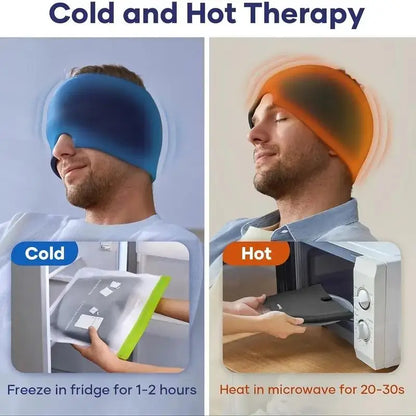 1-Piece Migraine Hat Cooling Gel Headband with Cryo-Therapeutic Sleep Mask, Cold Therapy Cap for Hangover Symptom Relief, Lightweight Breathable Fabric for Migraine Sufferers (Beauty & Personal Care), Cryo-Therapeutic Sleep M