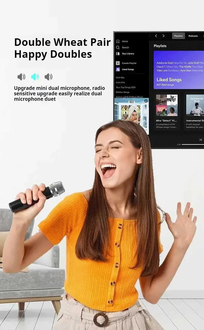 Karaoke Wireless Portable Bluetooth Speaker With Microphone Subwoofer Machine Powerful Sound Box Music Caixa De Som Audio Bocina