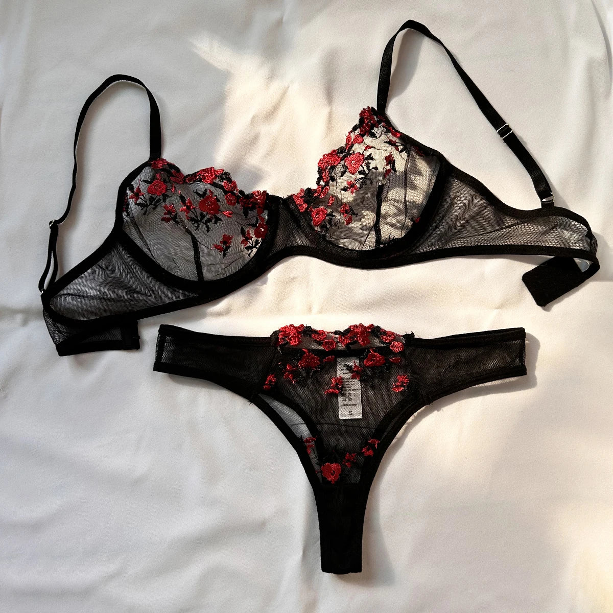 Women Sexy Emotional Underwear Set Exotic Embroidered Printed Brassiere Push-Up Thin Bralette Lingerie Sleepwear Set