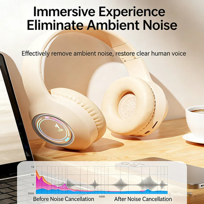 KEBIDUMEI RGB Over-Ear Gaming Headphones Bluetooth 5.4 3.5mm Wired TF Card Tri-mode Earphones HiFi Stereo Wireless Headsets