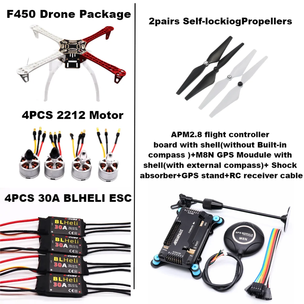 Happy F450 Drone Kit With 450 Frame For APM 4 Axis RC Multicopter Quadcopter Heli Multi-Rotor With Landing Gear