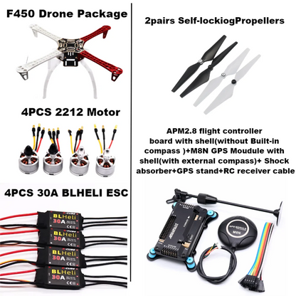 Happy F450 Drone Kit With 450 Frame For APM 4 Axis RC Multicopter Quadcopter Heli Multi-Rotor With Landing Gear