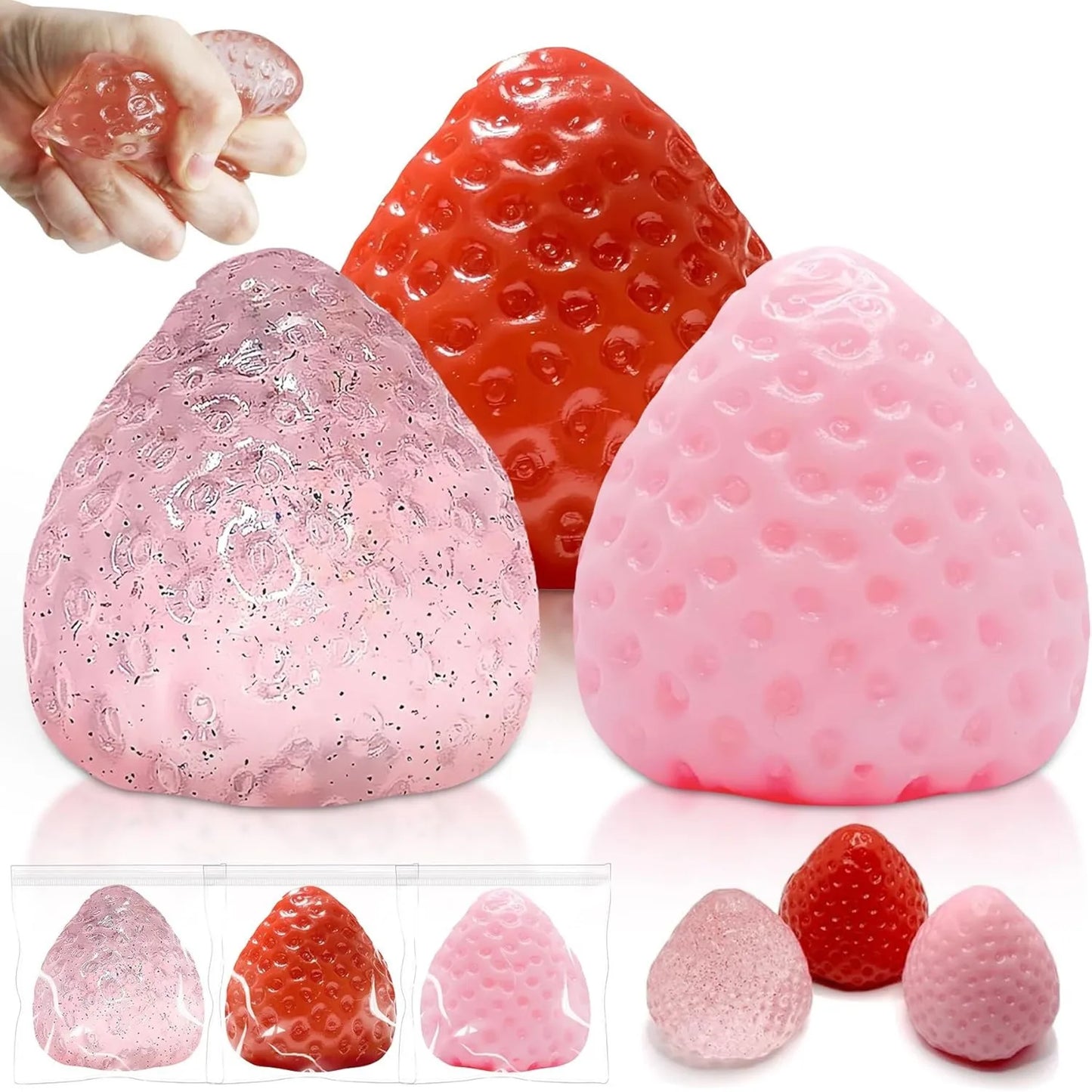 1pcs Taba Squishies Strawberry Fruit Squeeze Toys Kawaii Sticky Stress Fidget Toy Gift Perfect Desk Accessory for Kids Adults