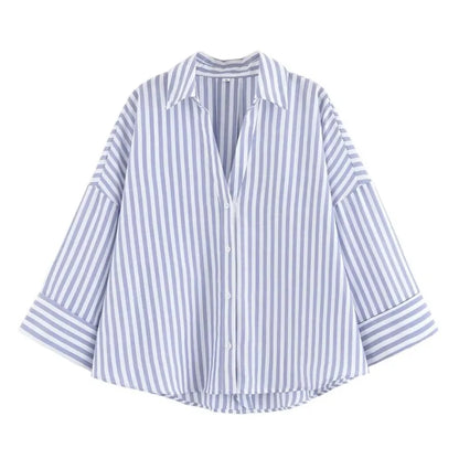 HipSeam Wide Sleeved Shirt Women Spring Asymmetric Hem Button Women's Shirts Simple Lady Johnny Collar Shirts & Blouses