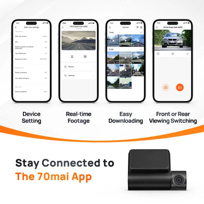 Global 70mai Dash Cam A200 Dual-channel Record 1080P HDR 2'' IPS Screen 24H Parking Monitor Car DVR 70mai A200 WIFI APP 130° FOV