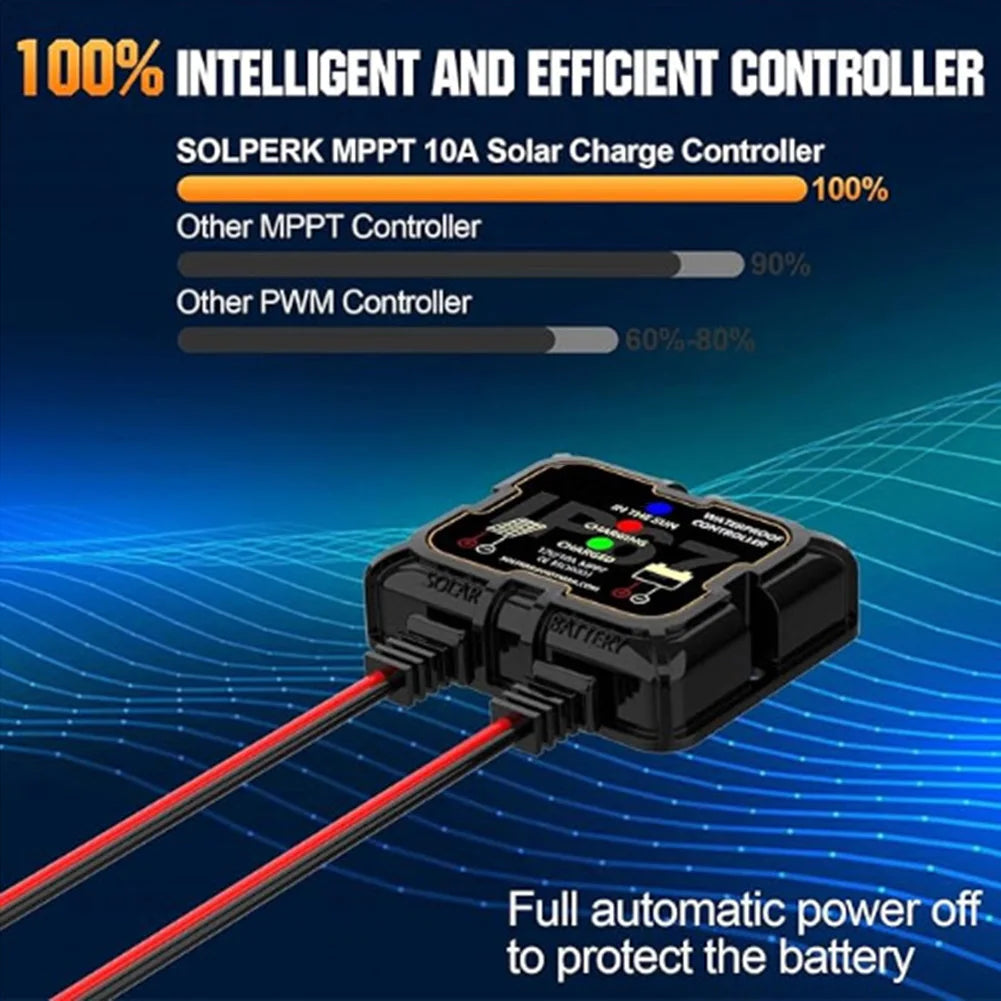 IP67 Waterproof For MPPT Solar Charge Controller 10A 12V For Lithium Batteries Solar Panel Charging Controller