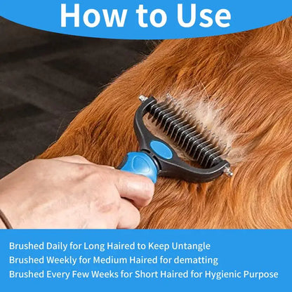 2in1 Stainless Pet Deshedding Brush Dog Hair Remover Pet Fur Knot Cutter Puppy Cat Comb Brushes Dogs Grooming Shedding Supplies