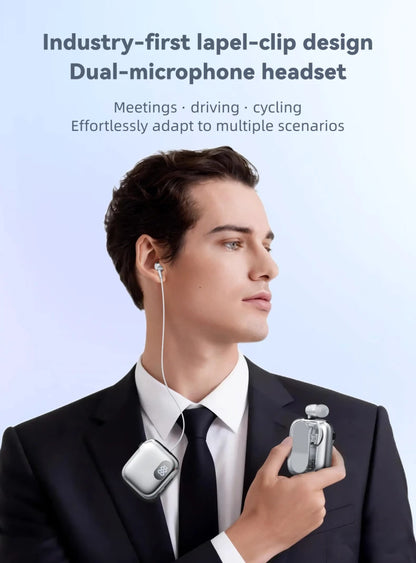 90H Playtime Bluetooth Headset V6 ENC Noise Canceling LED Power Display Retractable lapel clip Earphone for Meeting Driving K91
