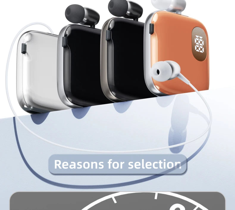 90H Playtime Bluetooth Headset V6 ENC Noise Canceling LED Power Display Retractable lapel clip Earphone for Meeting Driving K91