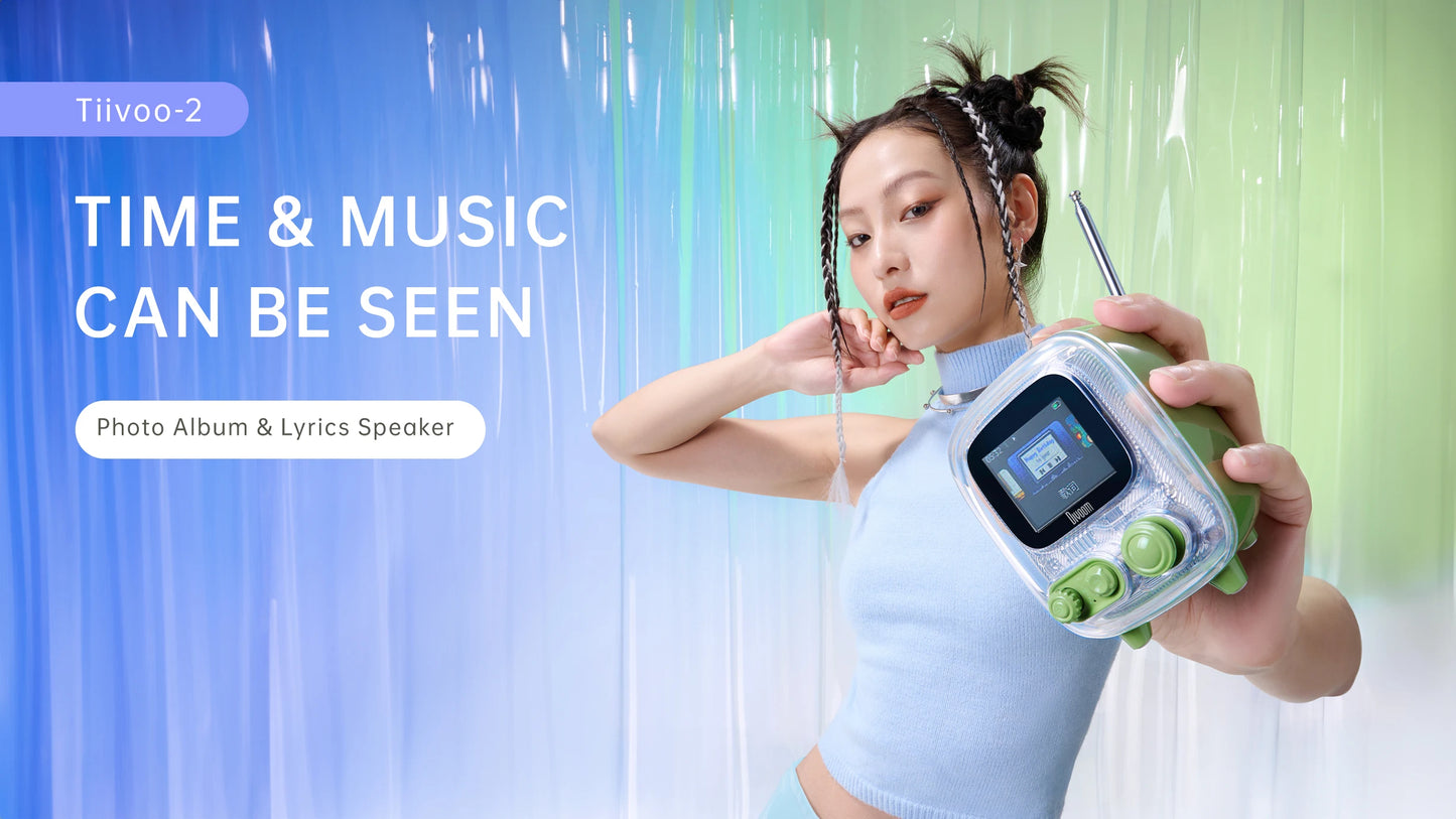 Divoom T-tiivoo-2 Mini small tv portable Radio FM with Adjustable Antenna Vintage Wireless 5.0 Bluetooth Speaker cute gift