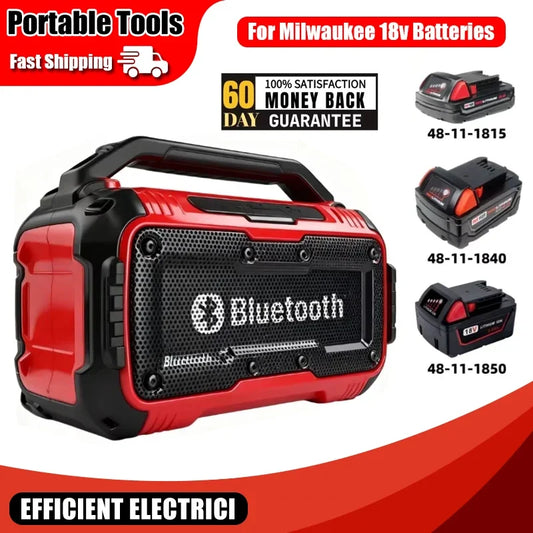 Original Speaker Bluetooth Speaker Wireless Bluetooth Subwoofer Loudspeaker Stereo Surround ﻿For Milwaukee 18V Battery