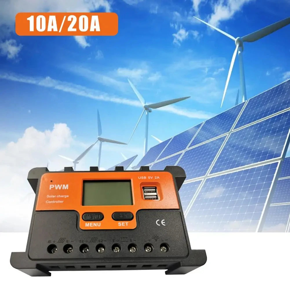10A 20A 30A 40A 50A 60A  Solar Controller 12V 24V AUTO LCD PWM Regulator With USB for Solar Panel PV Baterry Charger Lights