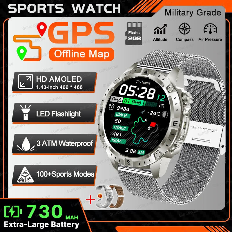 Waterproof Compass BT Call Swim Sports Bracelets For Men