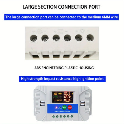 60A Smart Solar Charge Controller 12V/24V/36V/48V Auto,PWM 3-Stage Charging,LCD Display,for Lead-Acid/AGM/Gel/Li-ion/LiFePO4