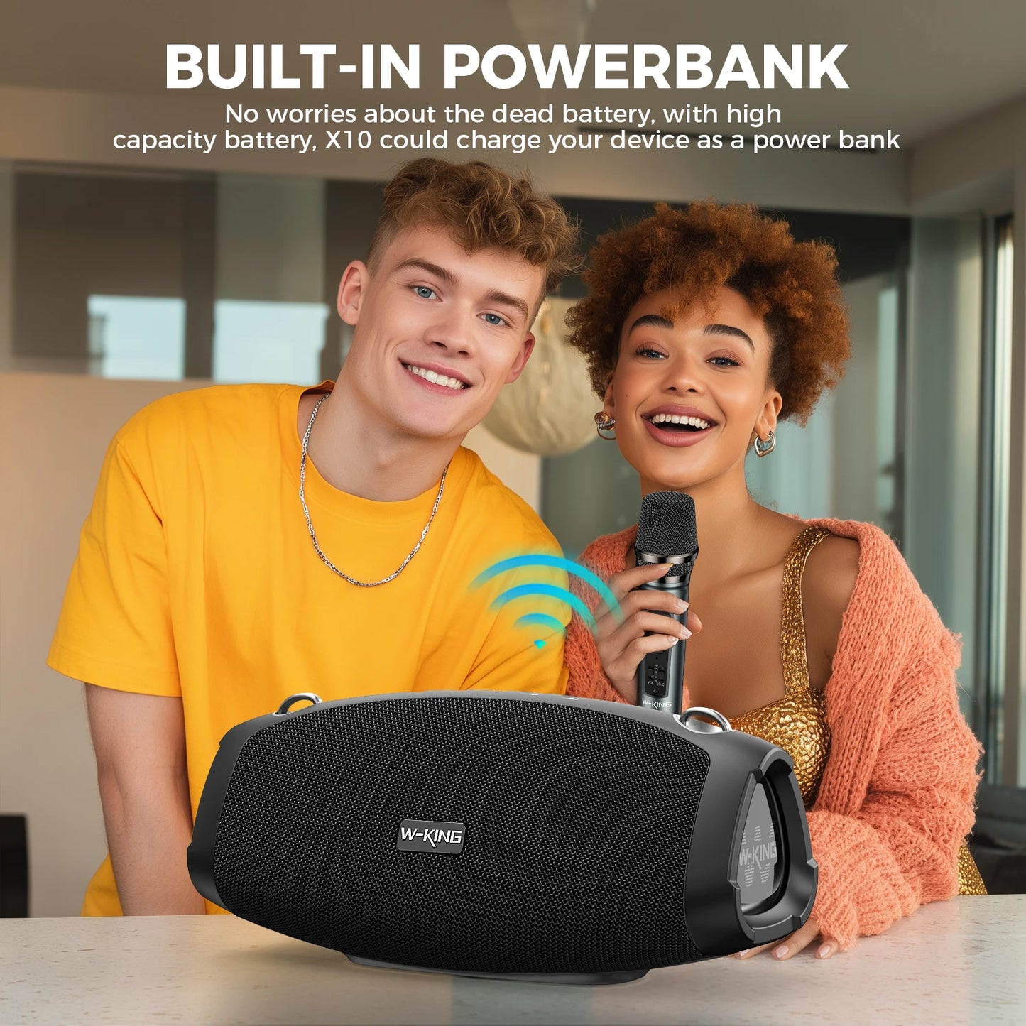 W-KING X10MIC (120W PEAK) 70W Portable Loud Bluetooth Speakers with Wireless Microphone,  Waterproof Outdoor Wireless Bluetooth