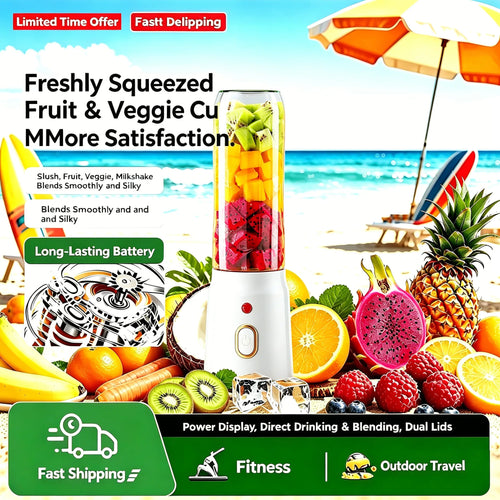 Portable Fruit Juicer Blenders Outdoor Personal Electric Mini Bottle Home USB Charge 10 Blades Double Cup Juicer Machine