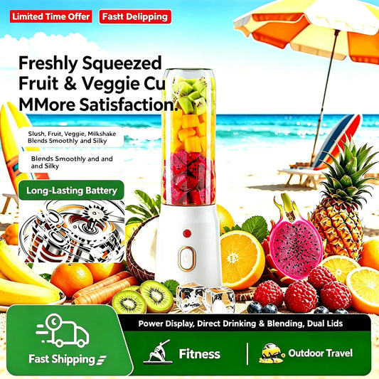 Portable Fruit Juicer Blenders Outdoor Personal Electric Mini Bottle Home USB Charge 10 Blades Double Cup Juicer Machine