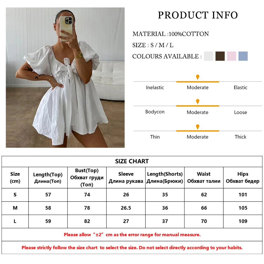 TTQV Sexy Loose White Cotton Two Piece Outfits Woman 2026 Fashion Short Sleeve Shirt With High Waist Shorts Set Female Clothing