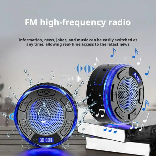 Waterproof Bluetooth Speaker with Strong Suction Cup, Mini Portable Wireless Shower Speaker for Bathroom, Home Outdoor Use