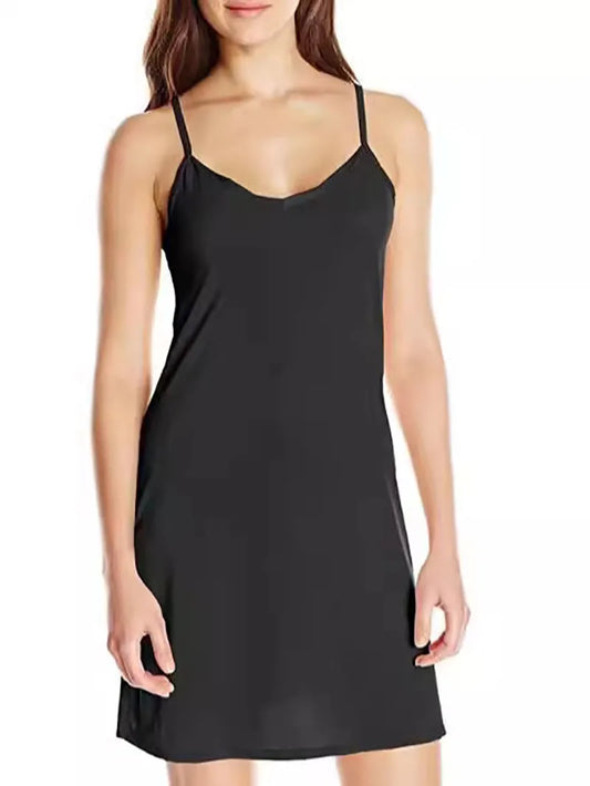 Hot selling Nightgowns women's summer women's sleep dresses solid color V-neck camisole slim fit dresses home wear Sleepshirts