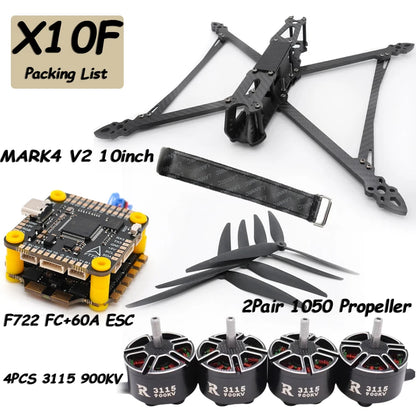 MARK4 V2 10inch F722 Flight Control 60A 4INI ESC 3115 Motor Camera VTX Receiver Antenna for FPV RC Racing Drone Quadcopter Parts