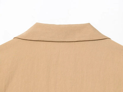 HH Women Elegant Turn-Down Collar Single-Breasted Shirts Top+Chic Mid Waist Belt Decoration Zipper Casual Shorts 2-Piece Set
