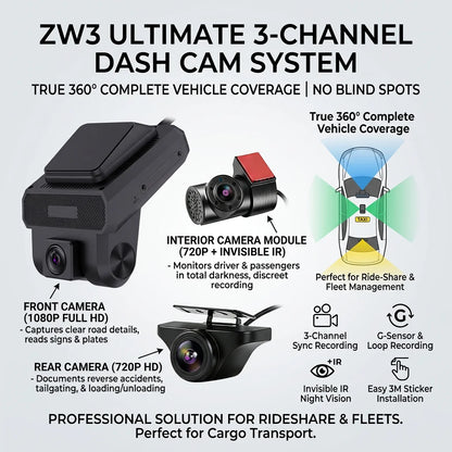 3 Cameras 4G LTE Dash Cam GPS Surveillance Full HD 1080P Car Video Recorder Night Vision 24 hour Remote Monitor DVR WiFi Hotspot