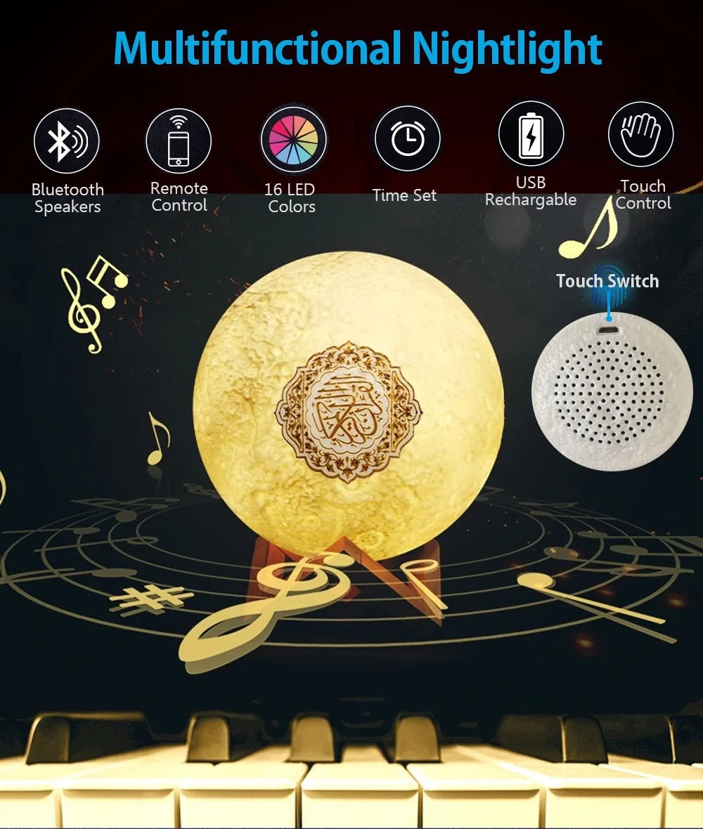 Quran Azan Islamic Muslim Koran Arab Ramadan Wireless Bluetooth Speaker Portable Bright Night Light Holy Lamp Arabic Islam Sound