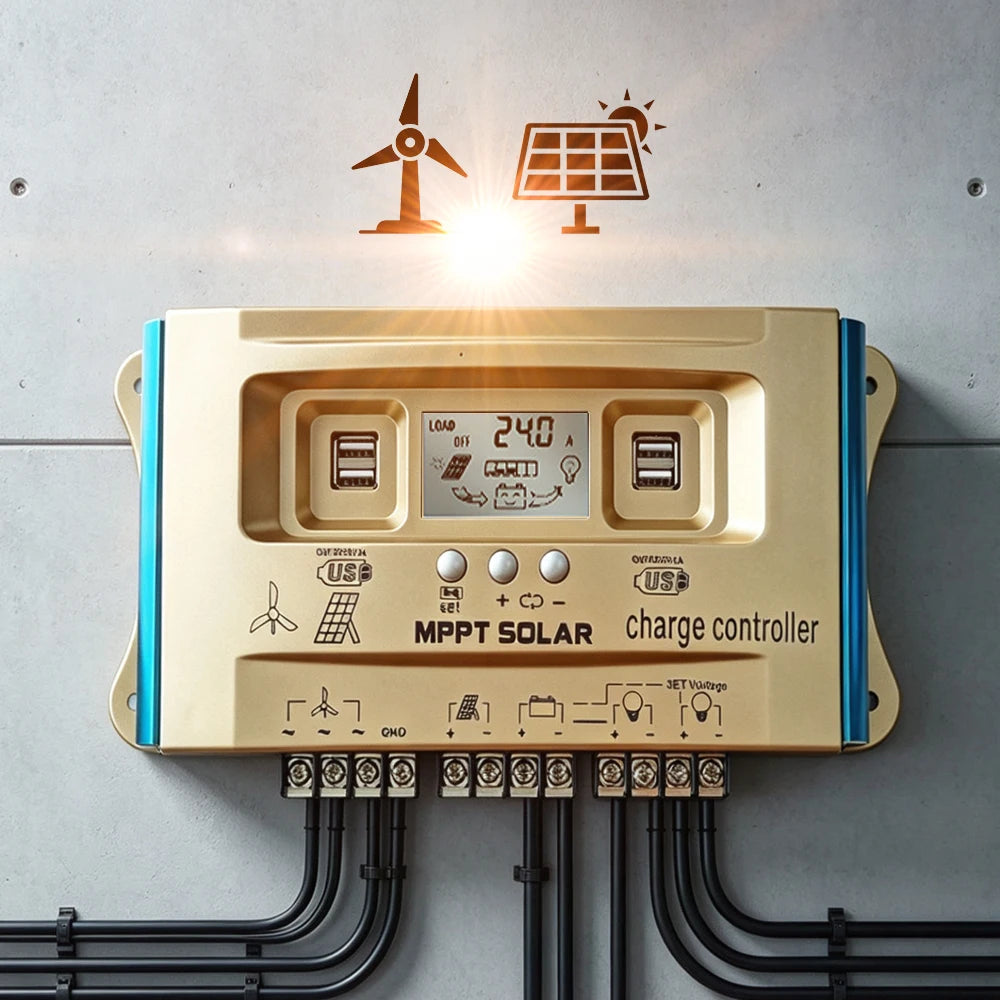 Wind Solar Hybrid Charge Controller 24/36/48/60V Buck-Boost Off-Grid PV Controller