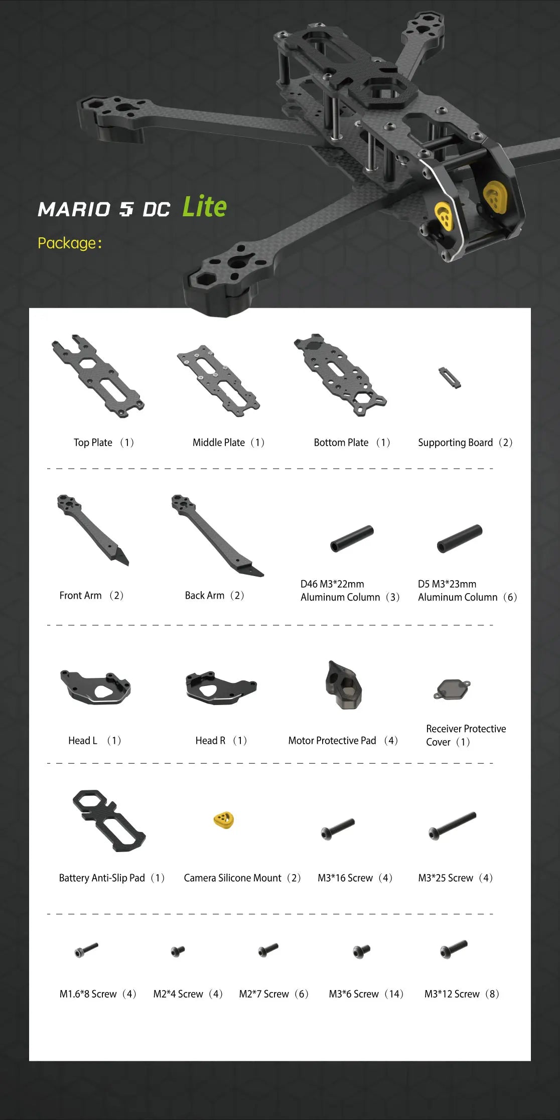 SpeedyBee Mario 5 O4 Frame Kit DC / XH Version with Carbon Fiber Plate FPV Freestyle RC Racing Drone