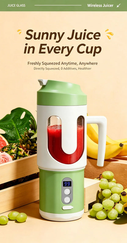 Dual Blades Wireless USB Rechargeable Portable Juicer Cup Multifunctional Fruit Vegetable Blender for Watermelon Fresh Juic