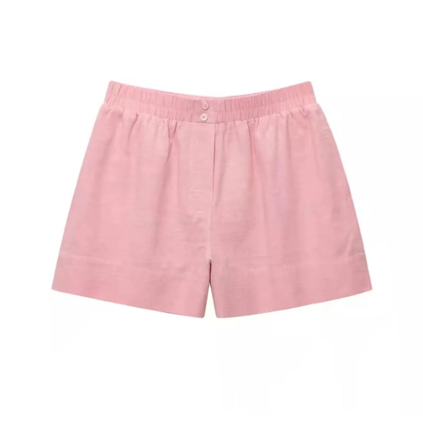 HH Women Casual Shorts Suit Lapel Single-Breasted Long Sleeves Shirt Top+Summer Elastic Waist Pocket Design Elegant Shorts