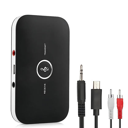 Upgrade B6 2in1 Bluetooth 5.3 Audio Receiver Transmitter 3.5mm AUX+RCA Built-in Battery Wireless Adapter For Car PC TV Headphone