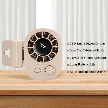 Car Clip Fan 360° Rotatable 100 Speed Wind 12V USB Rechargeable Electric Fan Low Noise Mini Fan Clamp Anywhere