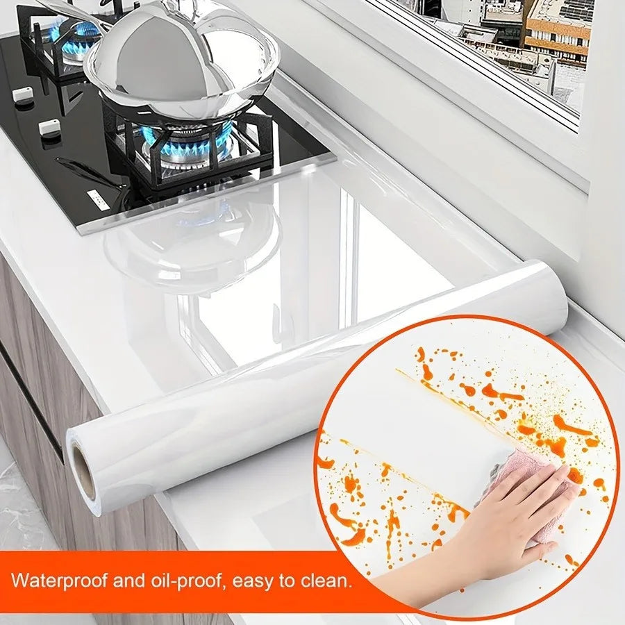 2m Long Transparent Kitchen Oil Proof Film - High Temperature Resistant Electrostatic Adsorption Stove Protective Film Wallpaper