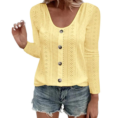 Womens Long Sleeve Tops 2026 Lace Crochet Casual Shirts Button Down V Neck Blouses Dressy Trendy Fashion Fall Clothes