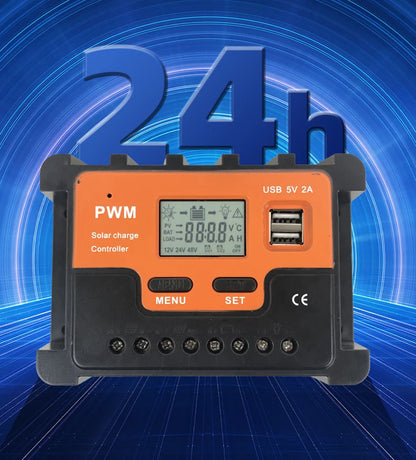 10A 20A 30A 40A 50A 60A  Solar Controller 12V 24V AUTO LCD PWM Regulator With USB for Solar Panel PV Baterry Charger Lights