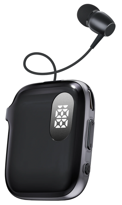 90H Playtime Bluetooth Headset V6 ENC Noise Canceling LED Power Display Retractable lapel clip Earphone for Meeting Driving K91