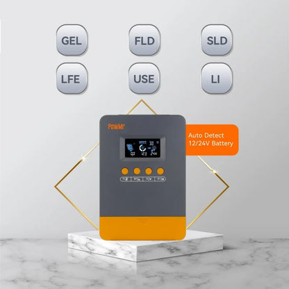 PowMr MPPT 25A 35A 45A Solar Charge Controller 12V 24V Auto Multi-Battery Compatibility & Protection Max PV 100V for Solar Home