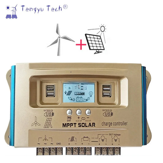 Wind Solar Hybrid Charge Controller 24/36/48/60V Buck-Boost Off-Grid PV Controller