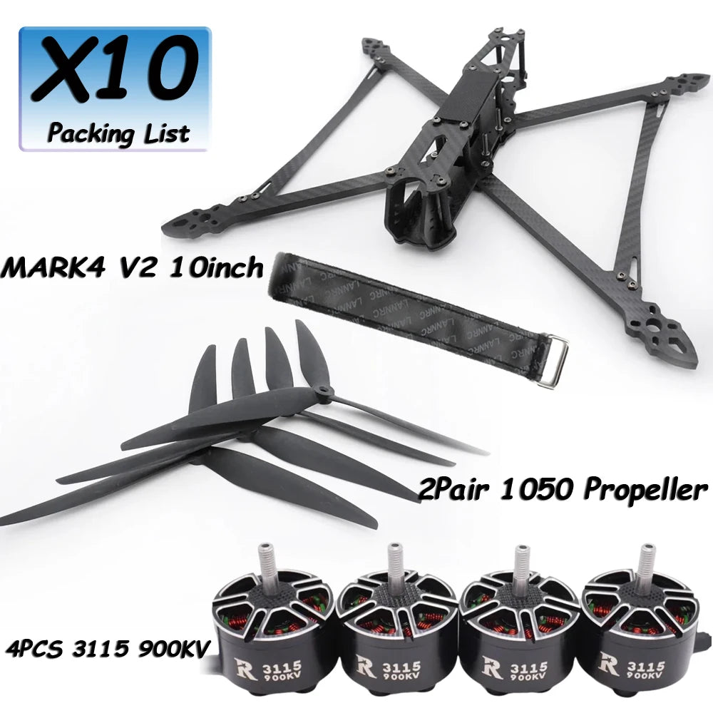 MARK4 V2 10inch F722 Flight Control 60A 4INI ESC 3115 Motor Camera VTX Receiver Antenna for FPV RC Racing Drone Quadcopter Parts