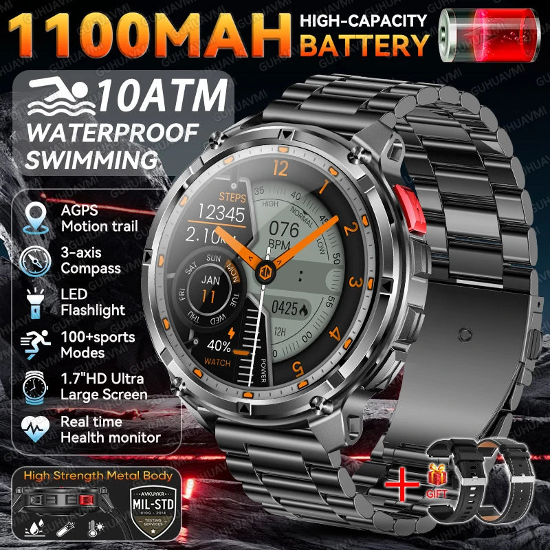 10ATM Waterproof Military Grade Sports Outdoor Smartwatches