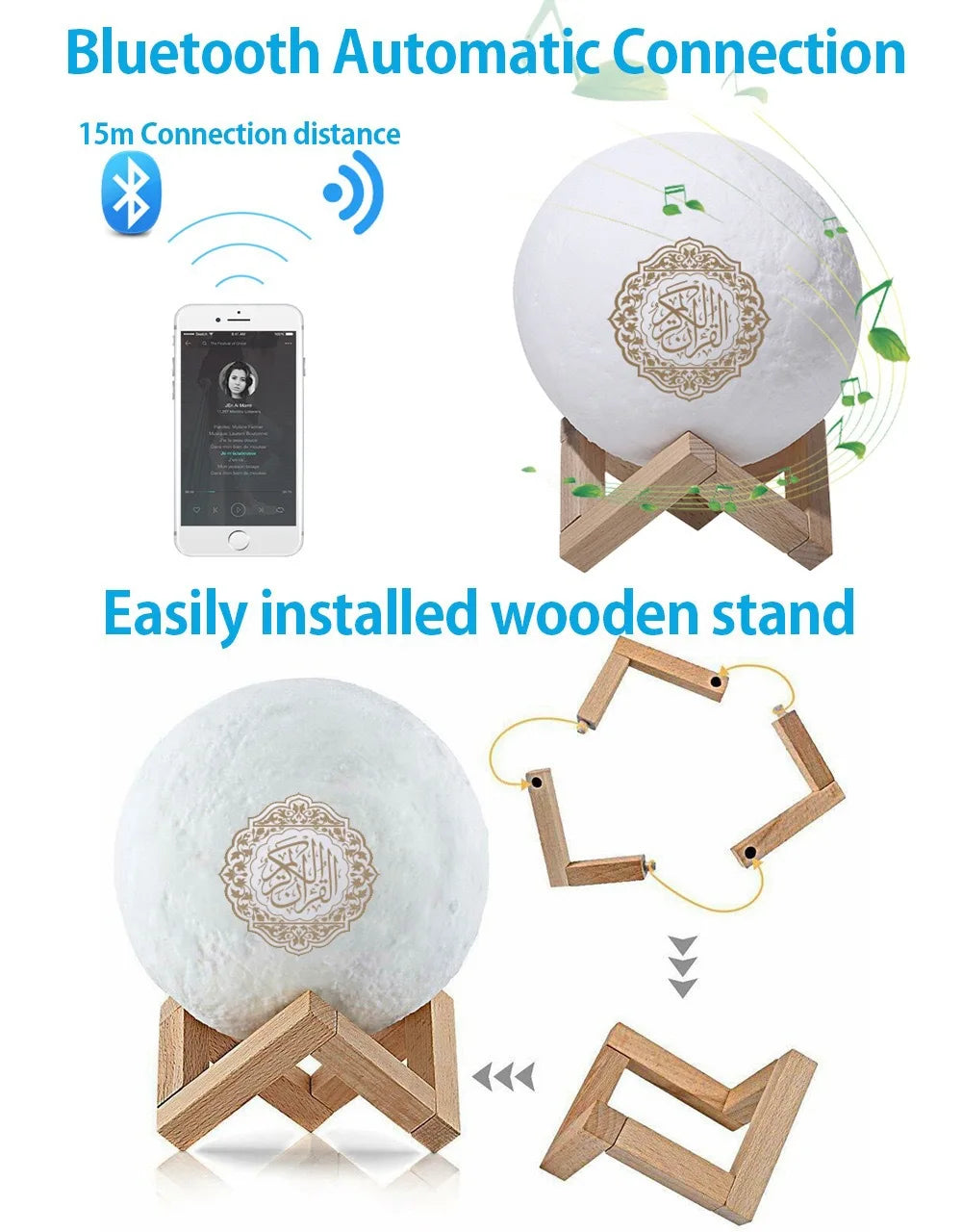 Quran Azan Islamic Muslim Koran Arab Ramadan Wireless Bluetooth Speaker Portable Bright Night Light Holy Lamp Arabic Islam Sound