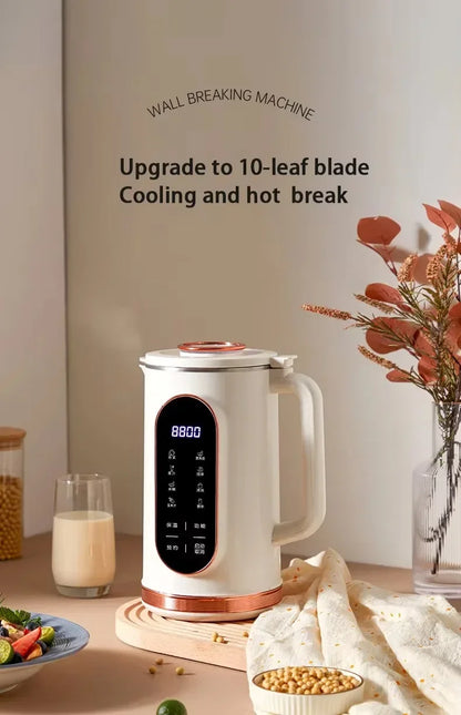 TINSOL 1500ml Multifunctional Wall Breaker 10 Blade Blender 304 Stainless Steel Inner Soymilk Maker Breakfast Machine