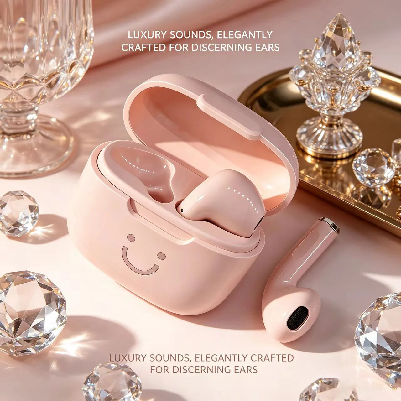 Cute Smile Macaron TWS Bluetooth Earphones Half In-Ear Wireless Headphones Long Battery Life Fashion Headset For Girls Students
