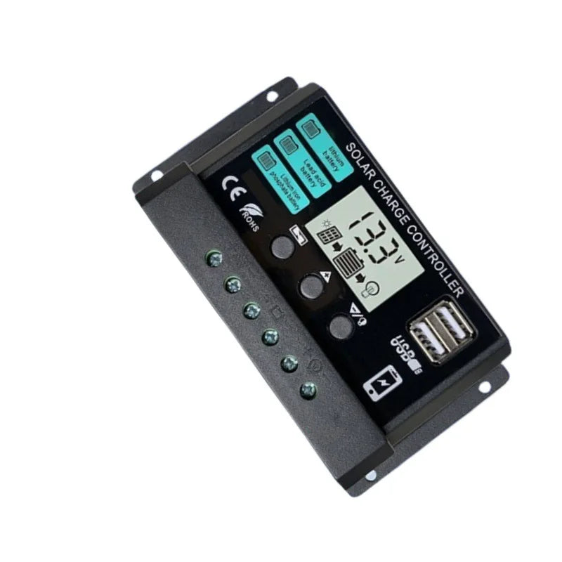 12V/24V 100A Solar Charge Controller AutoSwitch LCD Display with Overcharge/Short Circuit Protection for RV Boat Off-Grid System