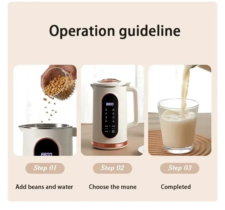 TINSOL 1500ml Multifunctional Wall Breaker 10 Blade Blender 304 Stainless Steel Inner Soymilk Maker Breakfast Machine