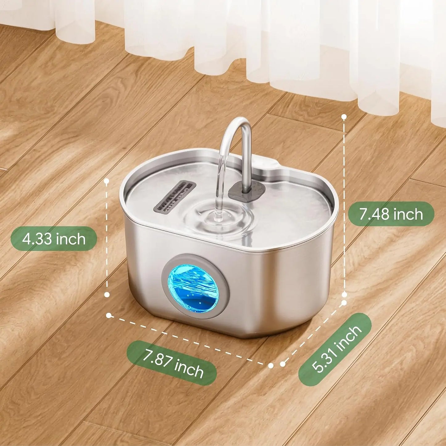 Cat Water Fountain Stainless Steel: 73oz/2.2L Cat Fountain for Drinking- Pet Water Fountain Inside - Automatic Dog Watering Dispenser Bowl - Pet Feeding & Watering Supplies