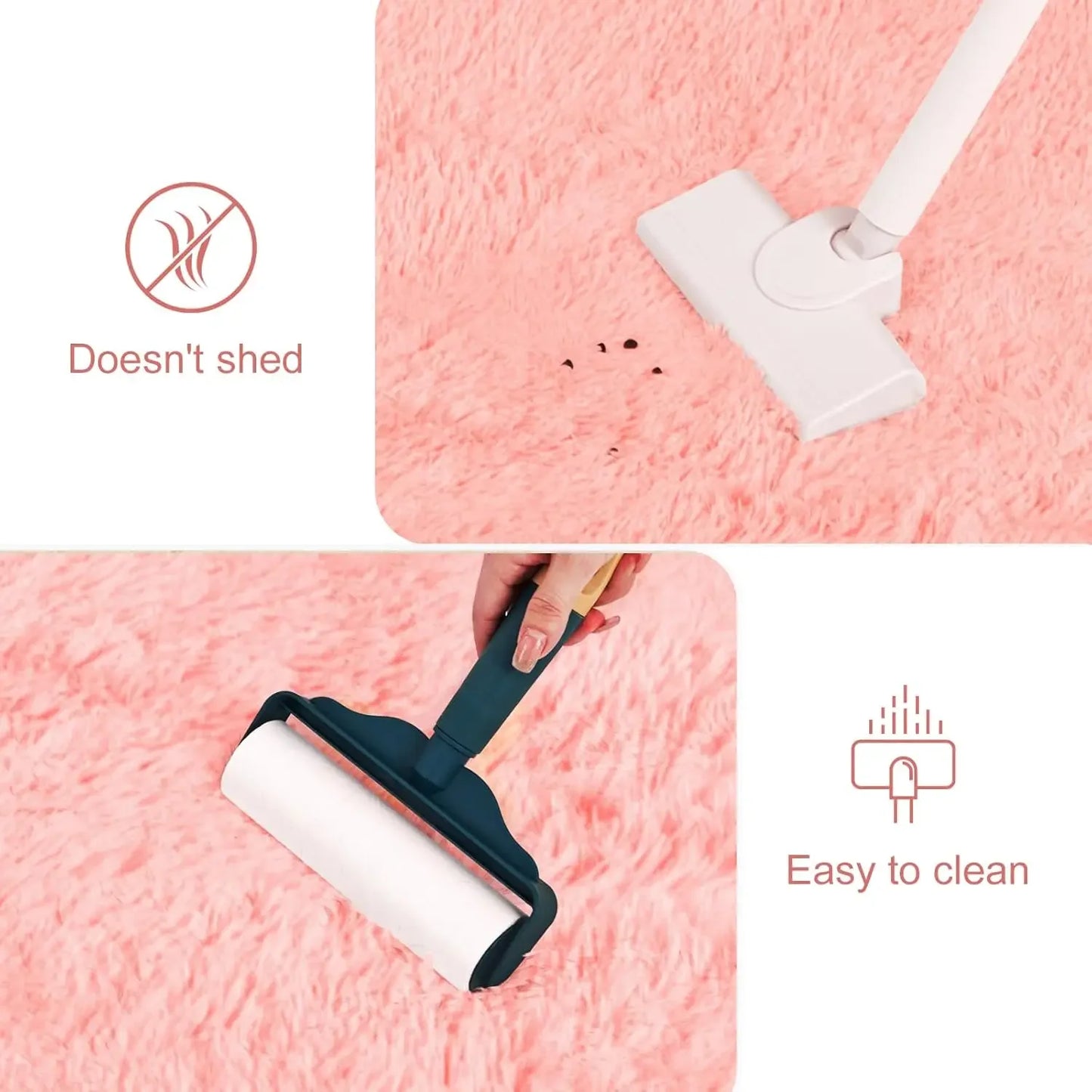 VIKAMA Pink Bedroom Carpet - Soft and Plush for Home Decor - Living Room, Dorm Room Floor Mat - Bedroom Side Rug